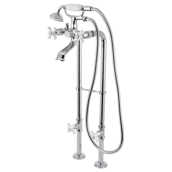 Kingston Brass CCK266PXK1 Freestanding Clawfoot Tub Faucet Package with Supply Line, Polished Chrome CCK266PXK1 - main